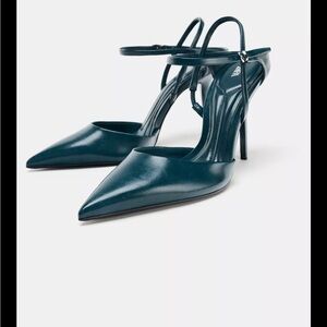 Zara Dark Teal Pointed Heels